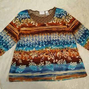 Alfred Dunner Lady's Multicolor 100% Polyester Top.  Size XL